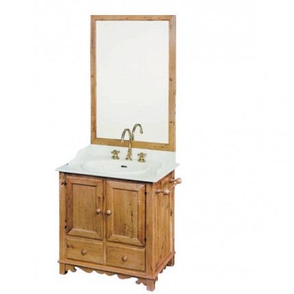 art. 4488 Linea Toscana & Ottocento Мебель для ванной из дерева в отделке LS с 2 кассетницами, зеркалом и мраморной столешницей bianco Carrara
