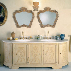 Linea Rinascimento Мебель для ванной на 2 раковины из дерева в отделке Policromo Bianco Cristallino