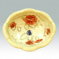 Amapola раковина для ванной с рисунком алые маки. Atlantis Porcelain Art
