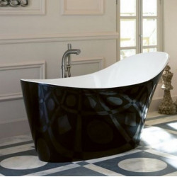Amalfi Victoria Albert ванна напольная дизайнерская 163х80 черно-белая