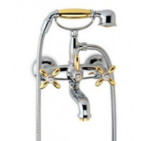 Antea Newform классический смеситель для ванны настенный с душевым гарнитуром, хром, золото, хром-золото, матовый хром