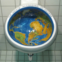 The World According to Bush Urinal писсуар с декором (рисунком) мир согласно Джорджа Буша (Байдена и тд)