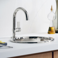 Monte Carlo II Kallista круглая раковина премиум из металла с "молотковой" фактурой, финиш хром, 31см