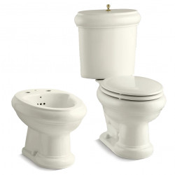 Kohler Revival американский унитаз премиум (выпуск в пол) санфарфор и напольное биде, цвет бисквит В НАЛИЧИИ