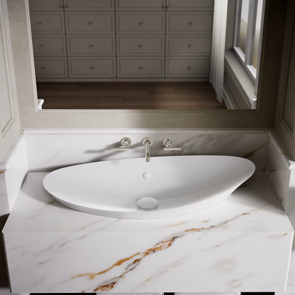 Veil Kohler 98х41см большая асимметричная овальная раковина для ванной, керамика, белая, бисквит, черная K-20705