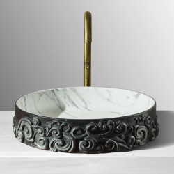 Dame Kreoo круглая раковина накладная из камня 50 см