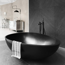 VOV Mastella ванна из искусственного камня отдельностоящая в форме капли 170х120 см, белая или черная матовая