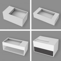 Cubatecno Moma Design раковина с щелевым (скрытым) сливом из искусственного камня навесная, 45- 70 см (размеры на заказ)
