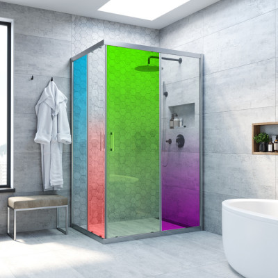 душевые ограждения из дихроичного стекла