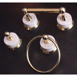 Комплект аксессуаров для ванной комнаты бежевый мрамор и золото Phylrich В НАЛИЧИИ