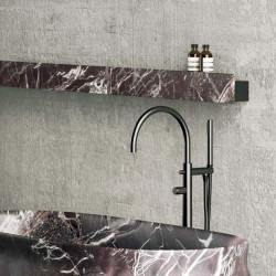 Seamless Rexa полочка для ванной (душа) с фасадом из Corian или мрамора, длина 90-240 см, H 10,5