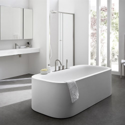 R1 Ovale Rexa Design ванна прямоугольная белая или черная с площадкой (или без) для смесителя 180х80 180х90 из минерального литья Corian