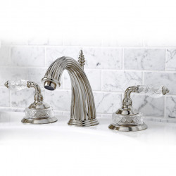 Luxembourg Sigma смеситель для раковины на 3 отв, полированный никель, ручки хрусталь В НАЛИЧИИ