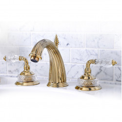 Luxembourg Sigma смеситель для раковины на 3 отв, полированный никель, ручки хрусталь В НАЛИЧИИ