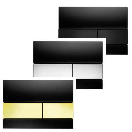 TECEsquare панель смыва для унитаза черное стекло с двумя клавишами (хром,золото, матовая сталь, черные)