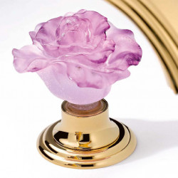 Daum Rose THG премиум смеситель для раковины на 3 отв, золото глянец, с ручками из розового хрусталя в форме цветка В НАЛИЧИИ 