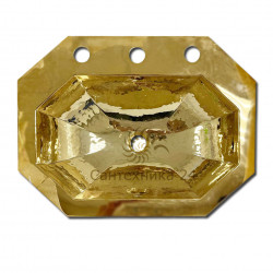 THG врезная сверху 8-угольная раковина из латуни с молотковым эффектом, 3 отв для смесителя, глянцевое золото В НАЛИЧИИ