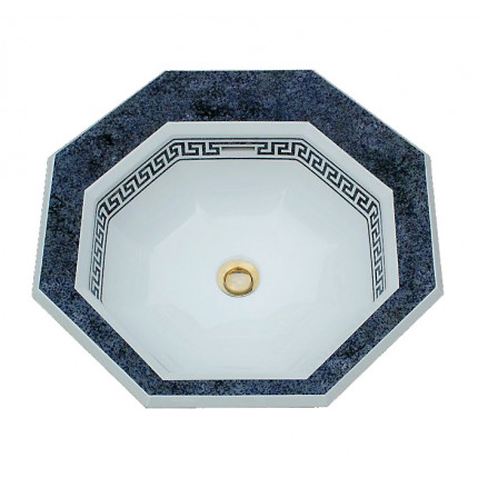 Genova Watergame премиум раковина встраиваемая восьмиугольная 39х31 54х54 64х54 см из искусственного камня, классика, белая, черная, цветная, с декором
