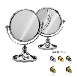 Зеркало косметическое круглое настольное двустороннее (с одной стороны увеличительное) Windisch хром золото бронза