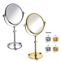 Зеркало настольное круглое двухстороннее на подставке с регулировкой по высоте хром или золото с кристаллами сваровски Windisch Moonlight