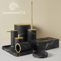 Windisch Nero Marquina аксессуары для ванной из черного мрамора, фурнитура золото В НАЛИЧИИ